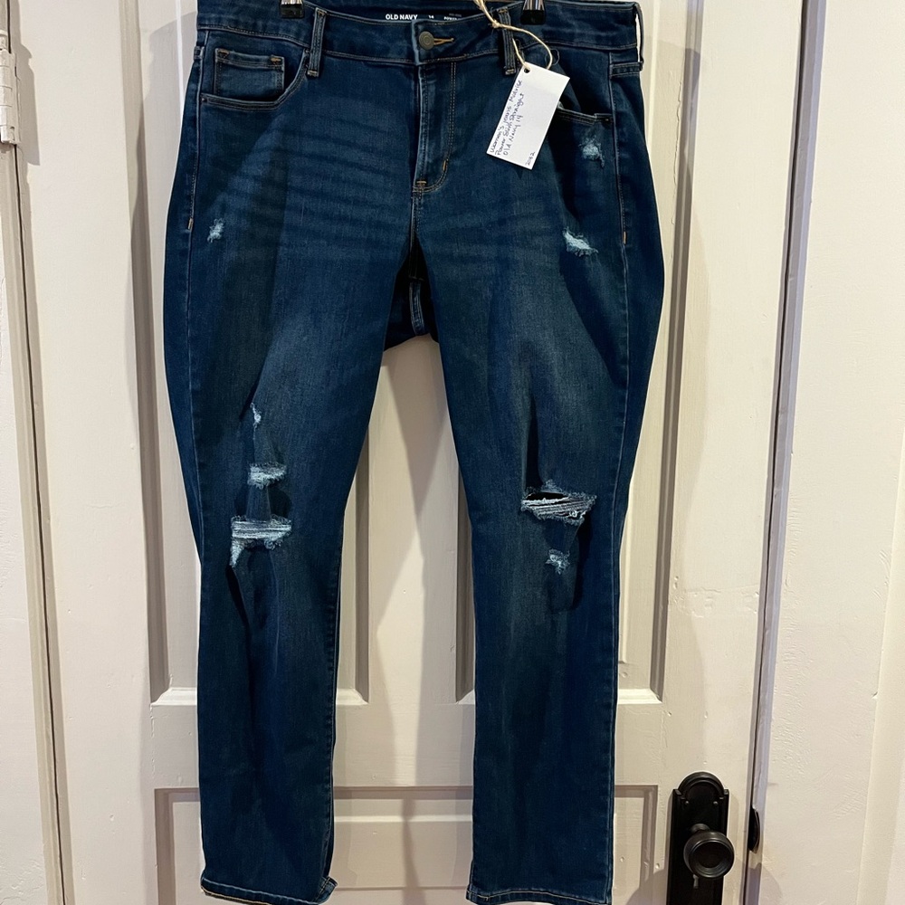 Old Navy Midrise Power Slim Straight Jeans - Dark Blue